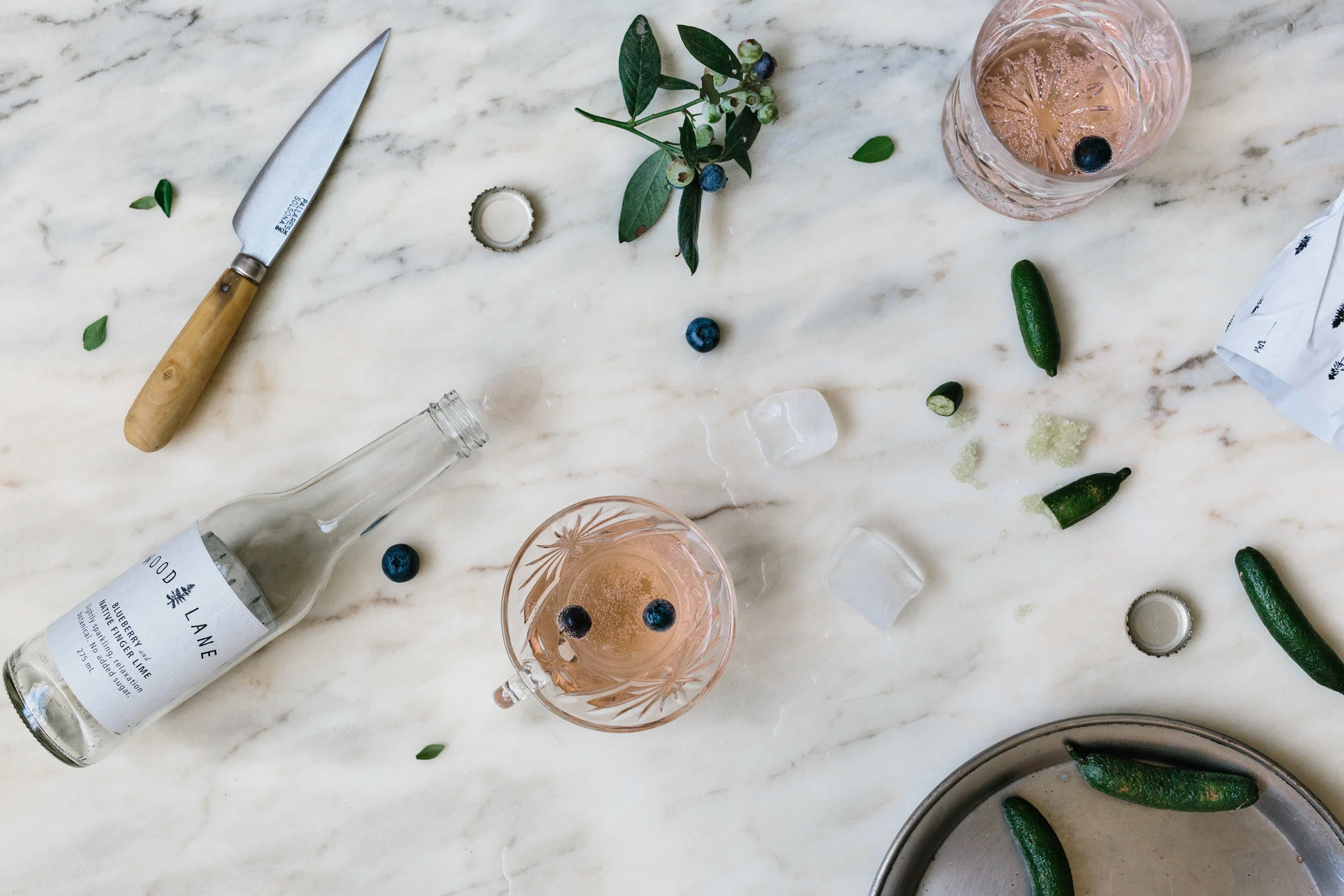 Marnie Hawson for Wood Lane - blueberry and native finger lime sparkling botanical drink