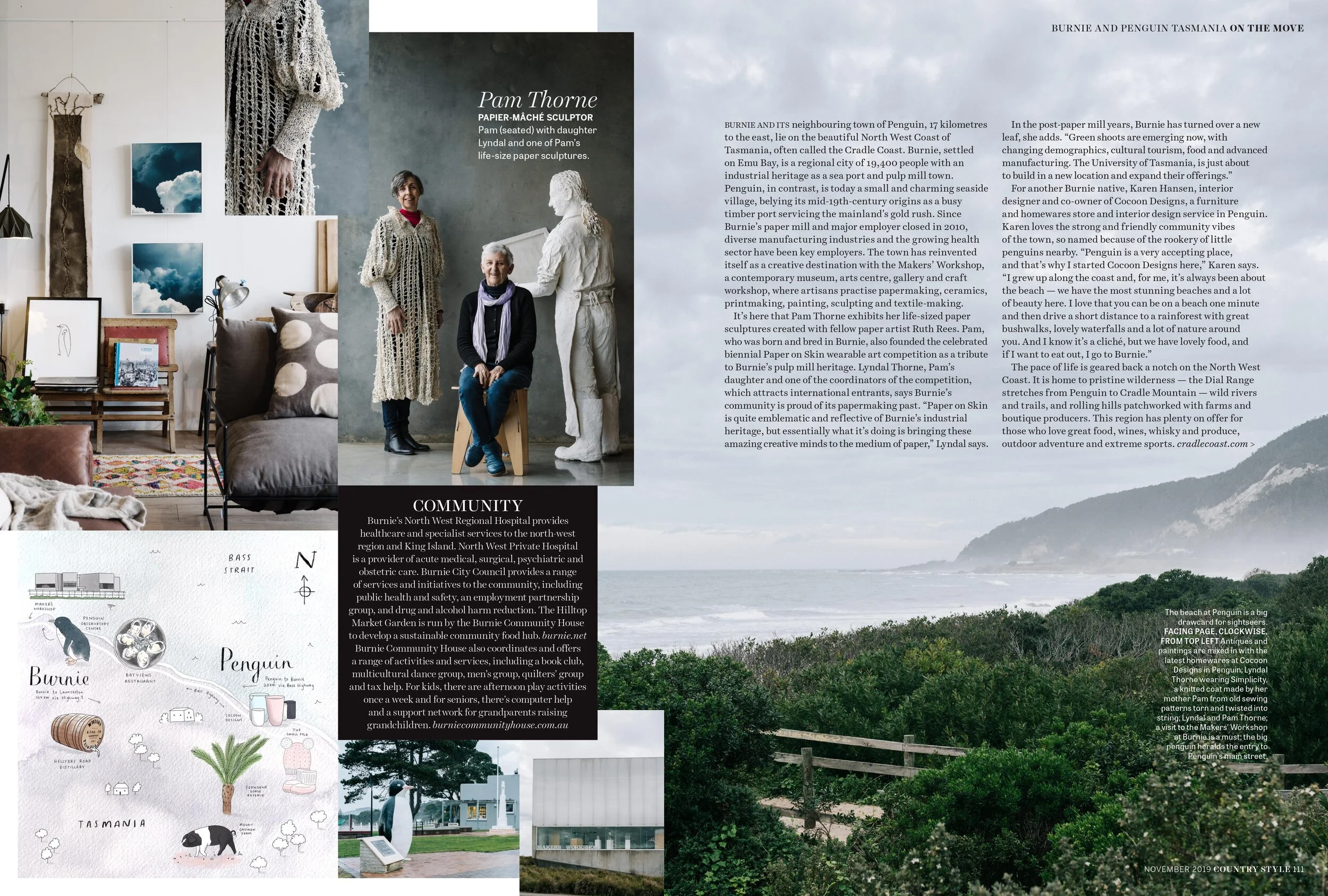 Marnie Hawson, Australian travel photographer for Penguin and Burnie, Tasmania. As seen in Country Style, November 2019.
