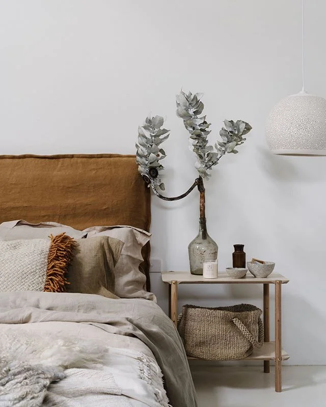 Looking for sustainable homewares in the bedroom? This is the bedroom that @lynda.gardener, @bellebrightproject and I put together for an ethical decorating story in @houseandgarden last month.
-
I love this hemp bedhead handmade by @drew_hemming_upholstery for @peonihome, with linen by @elkieark, pillow by @wearepampa, blanket by @loomtowels and basket by @thedharmadoor. The beautiful handmade pendant light is made in africa by @klaylife, flowers by @katiemarxflowers, shiburi side table by @plyroom, animal friendly lambswool rug by @felt_indie, candles that give back by @kandilacompany and waterscatten recycled paper bowls by @weft.textiles.
⠀⠀⠀⠀⠀⠀⠀⠀⠀
Styled by @inside_story_ at @lynda.gardener's new Room + Board, Daylesford (which means you can sleep in this bed when you stay there!).
