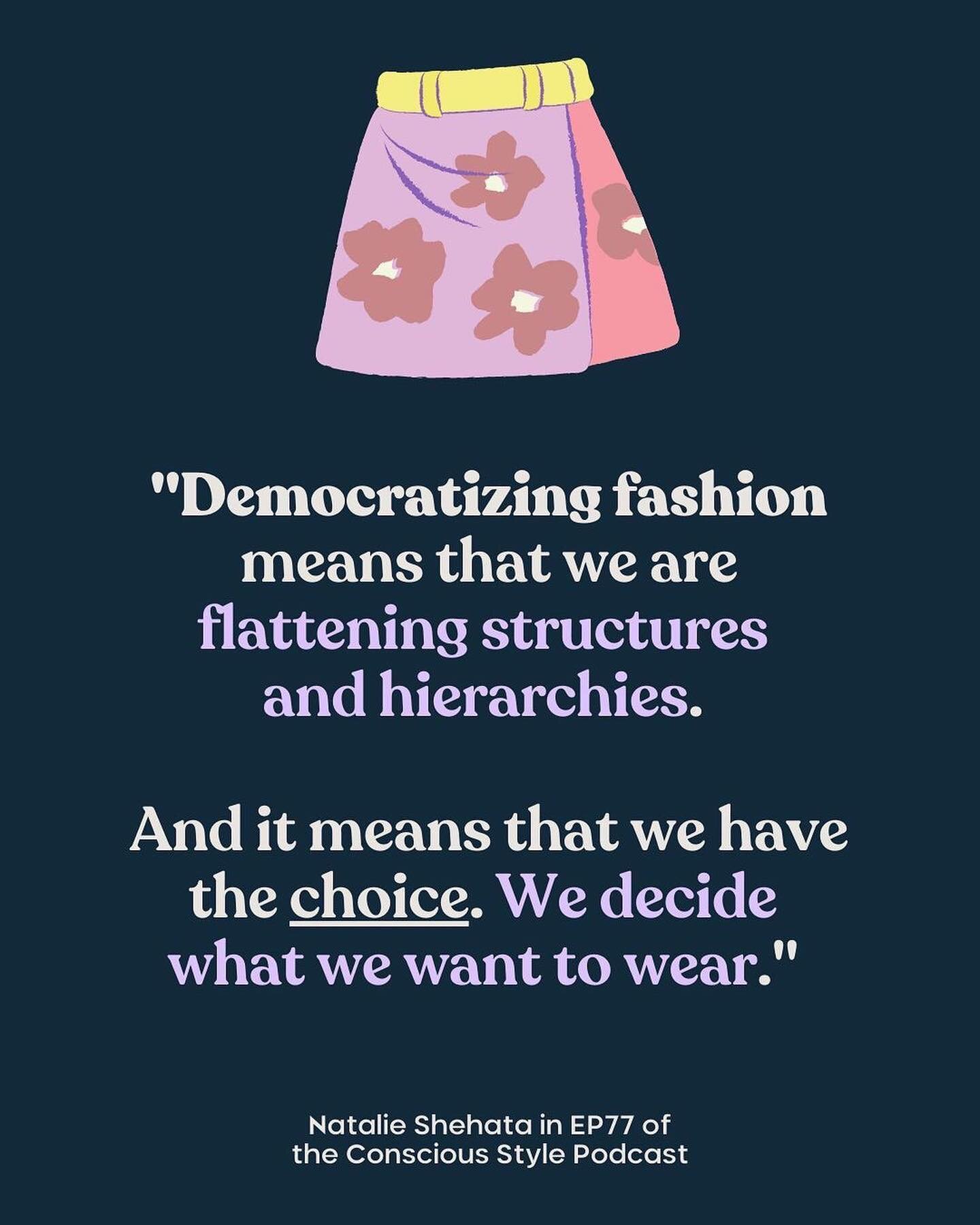 Here are a few little snippets of my thoughts over on this weeks @consciousstyle podcast with @stella_hertantyo about what &lsquo;democratising fashion&rsquo; means to me 👗

I think with all issues, in the sustainable fashion space and beyond, it&rs