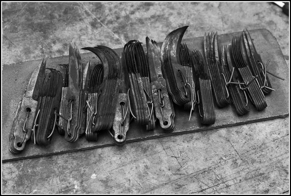 Batch of Crooked knife blades freshly bent and tempered.
