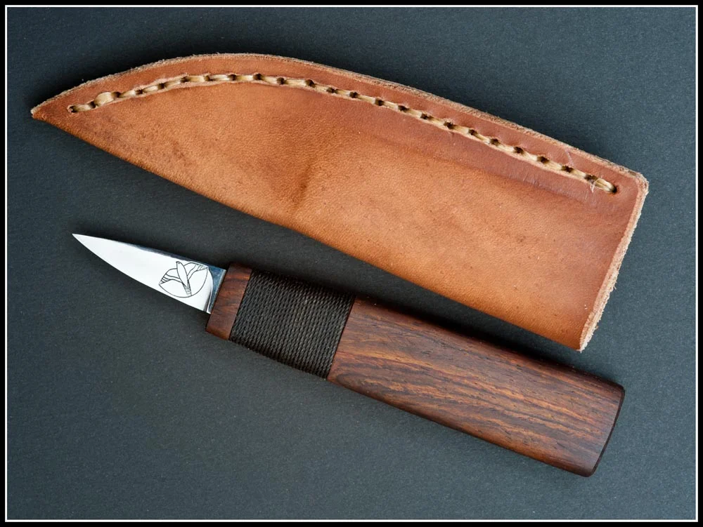 Deluxe Baby Northwest Coast straight knife with Cocobolo haft
