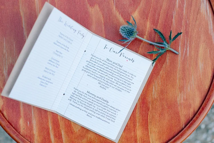 Creatibe bride made the game books by herself. 