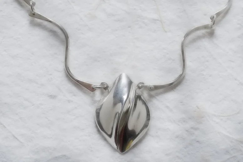 "Twisty Silver Necklace," sterling silver