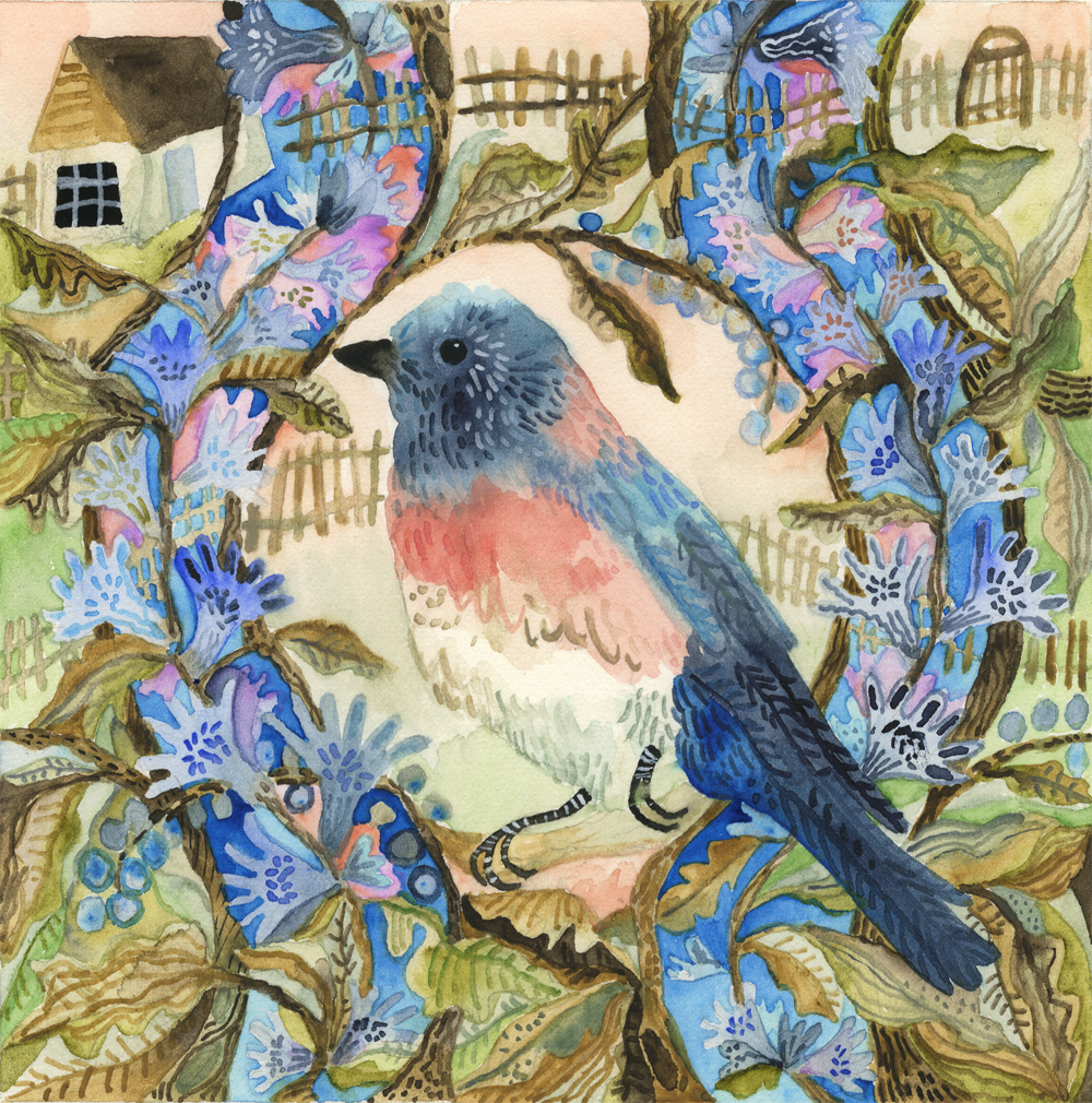 "Bluebird in Summer." Study for "Bluebirds in a Country Setting."