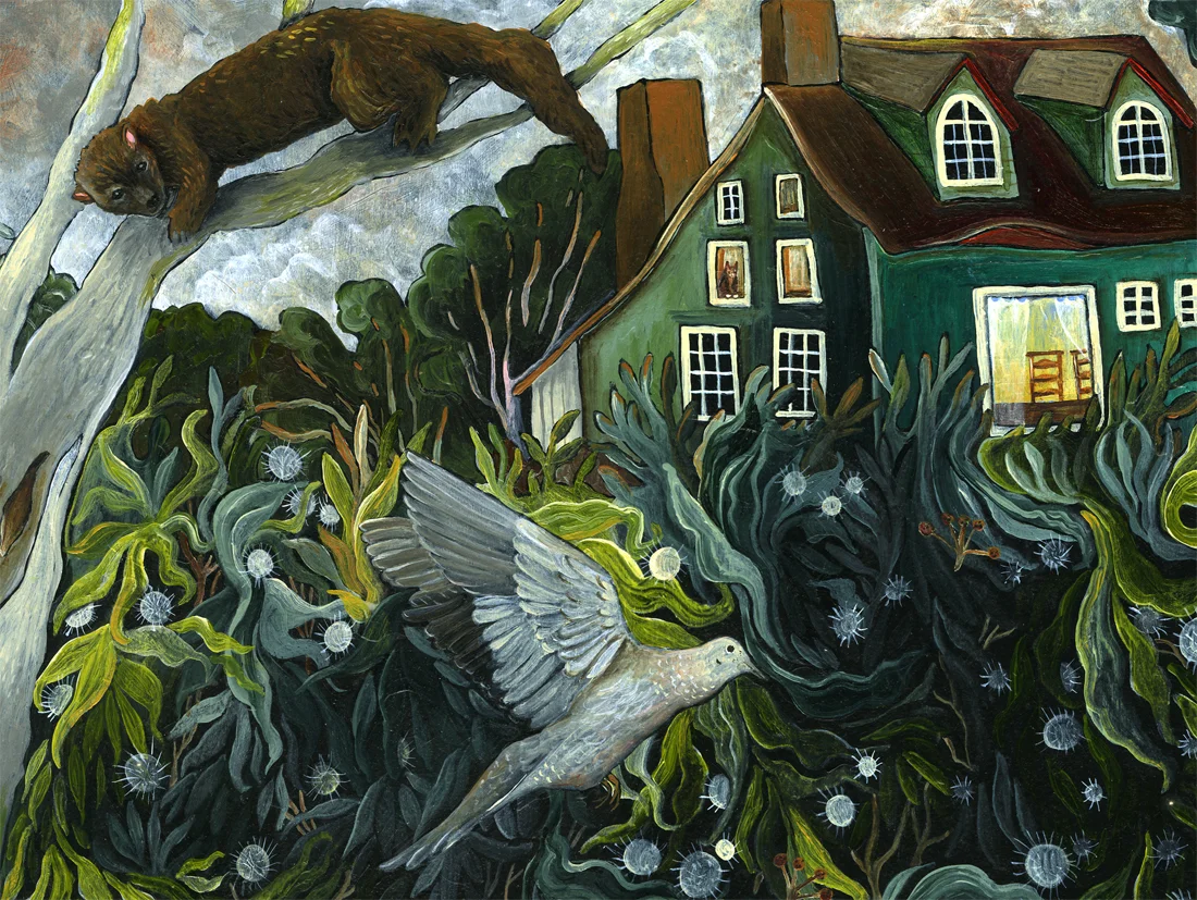 "Button Plants and Wood Ducks" detail