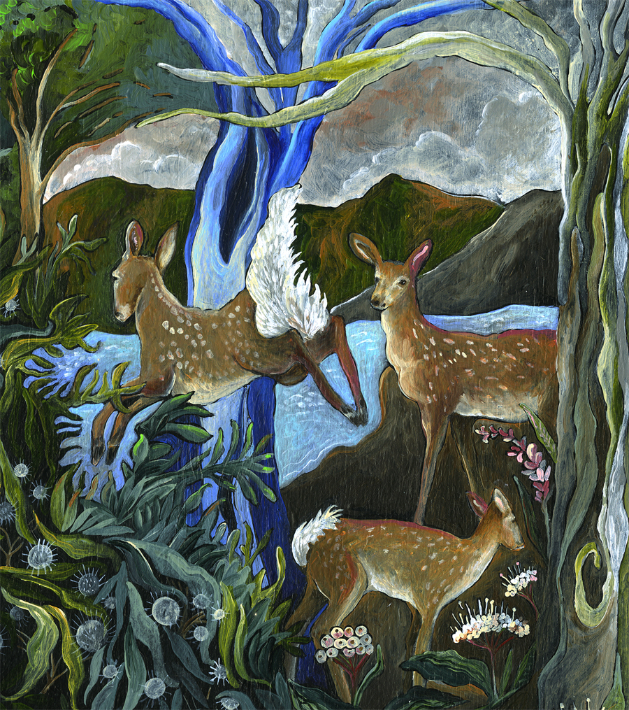 "Button Plants and Wood Ducks" detail