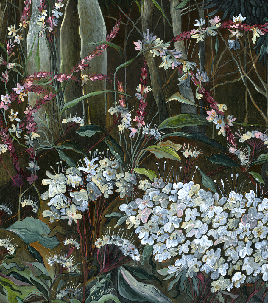 "Button Plants and Wood Ducks" detail