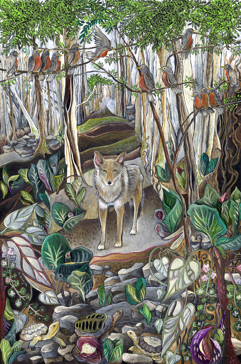 "Coyote" 18" x 12" Acrylic on birch panel $900.