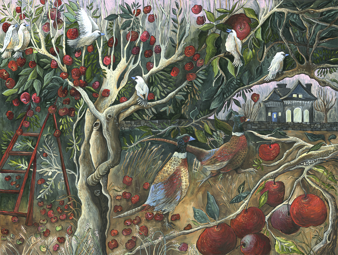 "Autumn Orchard" 12" x 16" Acrylic on birch panel $1200.