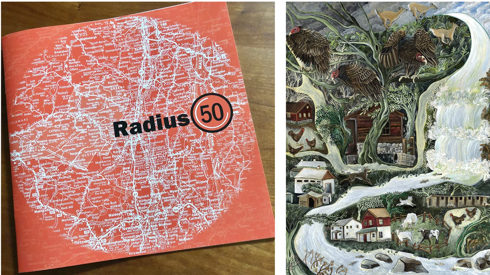 Catalog from the Radius 50 exhibit and “Vultures at High Falls',” the accepted painting.