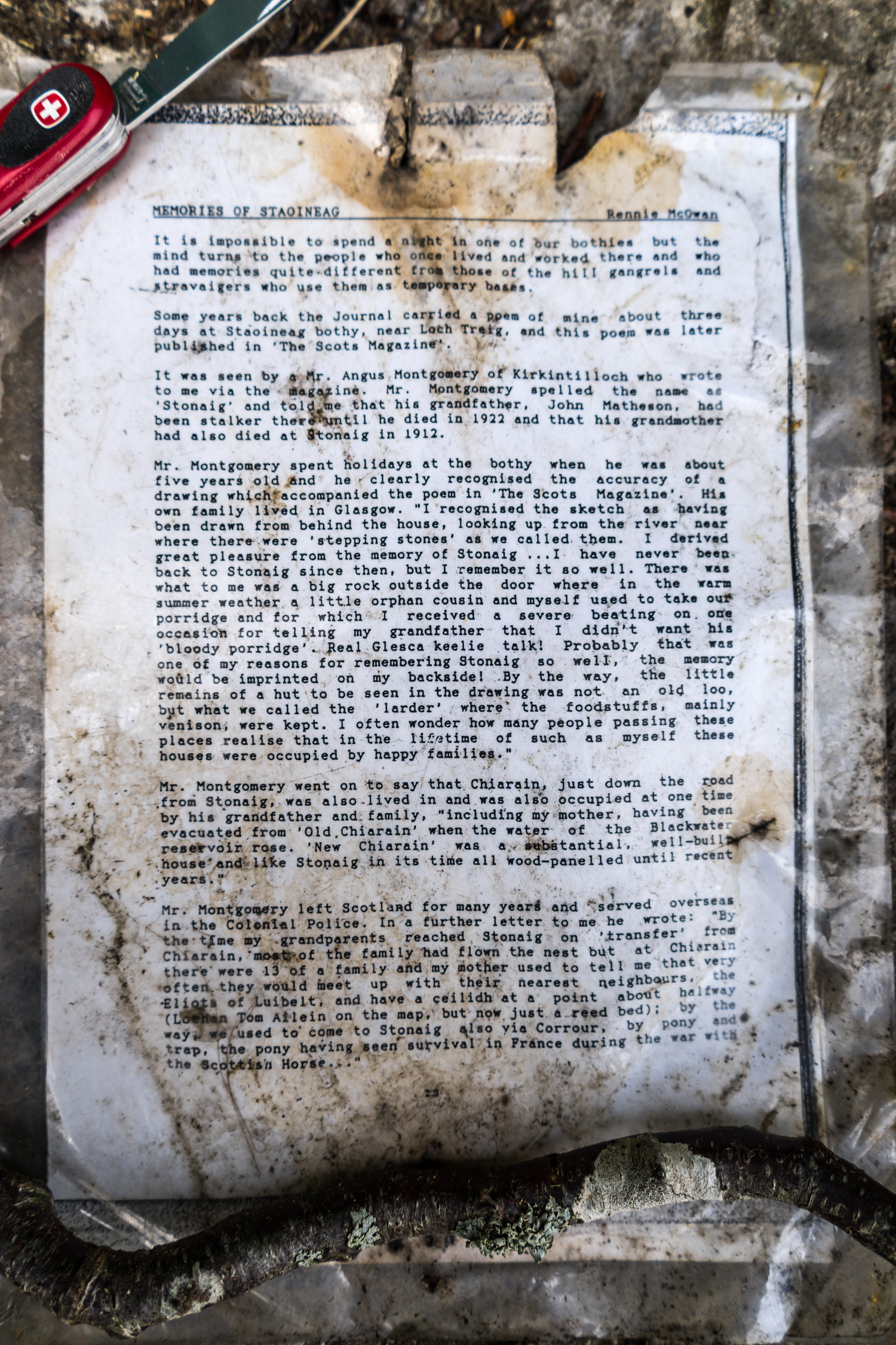 fragments of past lives lived - found pinned up in Staoineag bothy