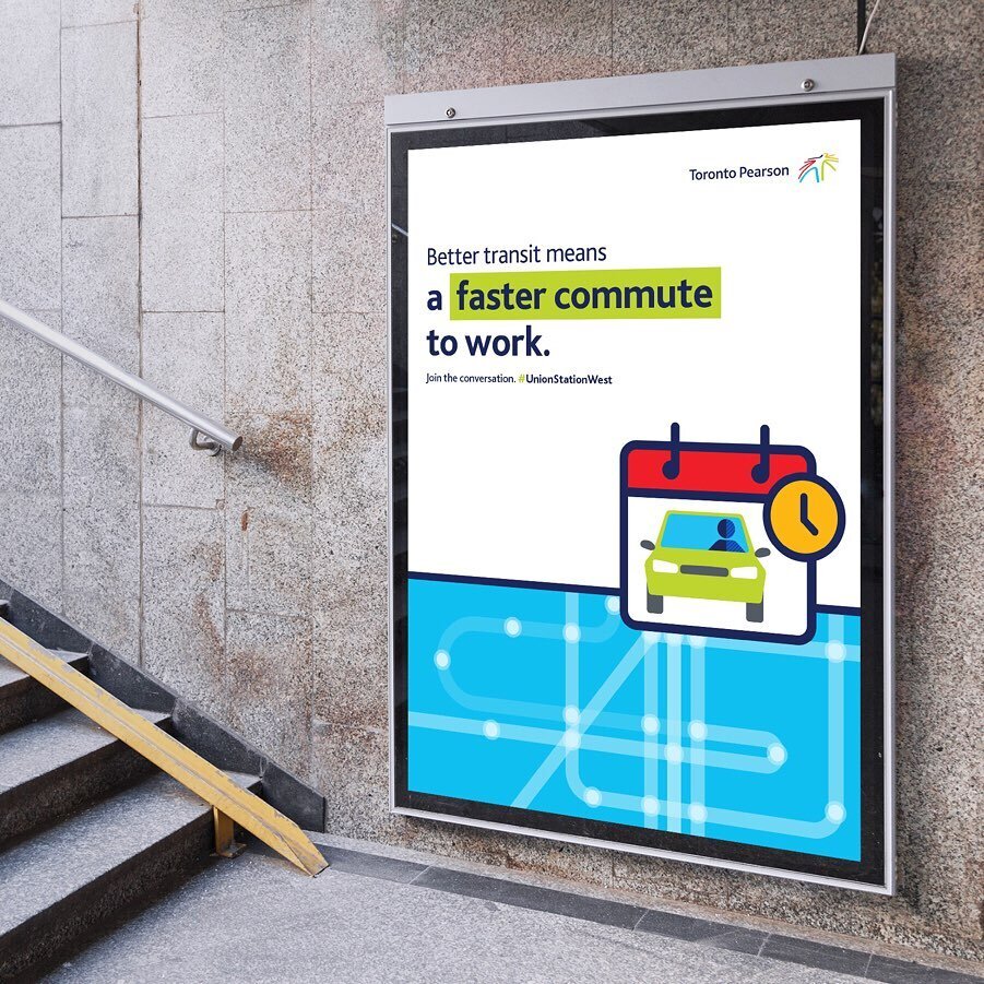 Hello 😊 I&rsquo;m sharing some of the work I&rsquo;ve done this past year. Here&rsquo;s a campaign lead by Toronto Pearson International Airport. The aim was to gather both public and government support to build a major transit hub at the airport. I