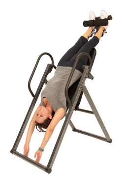 Inversion machine - 2-4 minutes maximum hang for each session - twice a day - 4-7 days per week. You can also perform trunk twists on the inversion machine, and neck decompressions (pull down on the neck while in neutral position). Lastly - advanced level crunches can be performed on the inversion machine in locked position (or with inversion boots on a stationary bar). 