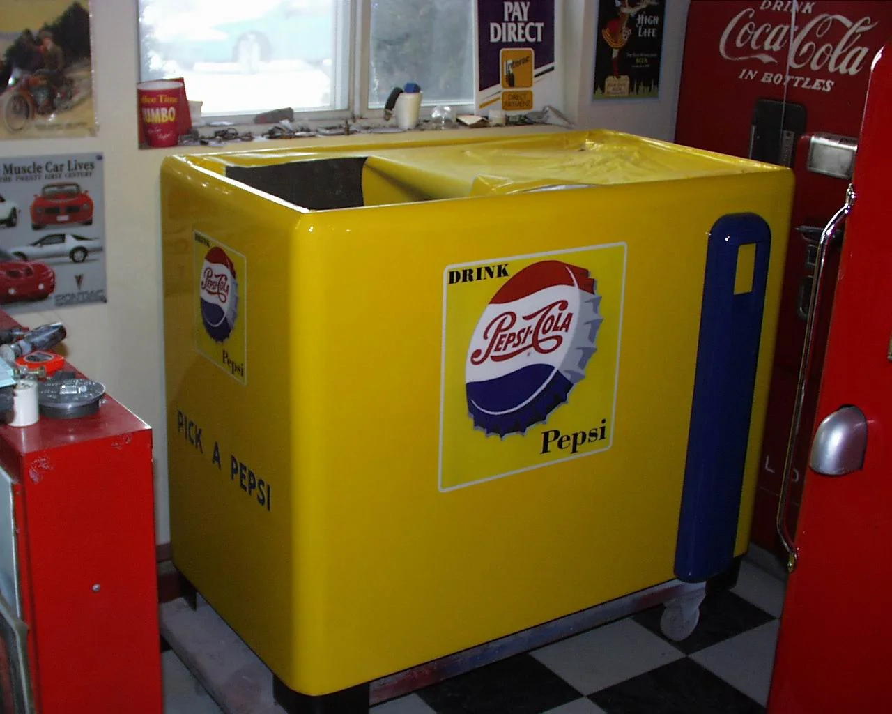 Restored Yellow Pepsi Cooler (Not finished in picture)