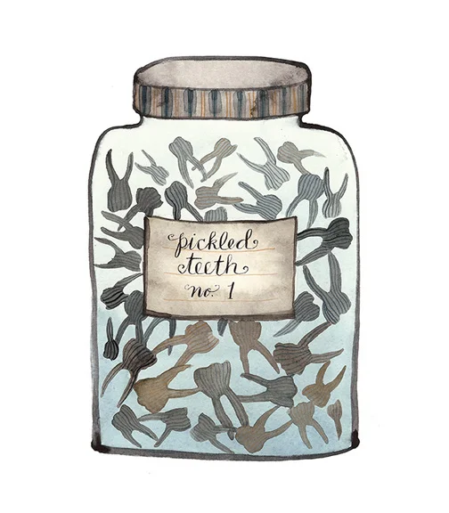 Pickled Teeth, watercolor on paper, Golly Bard | Holly Ward Bimba © all rights reserved