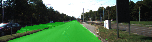 Performance of the FCN determining which pixels belong to a drivable road surface.