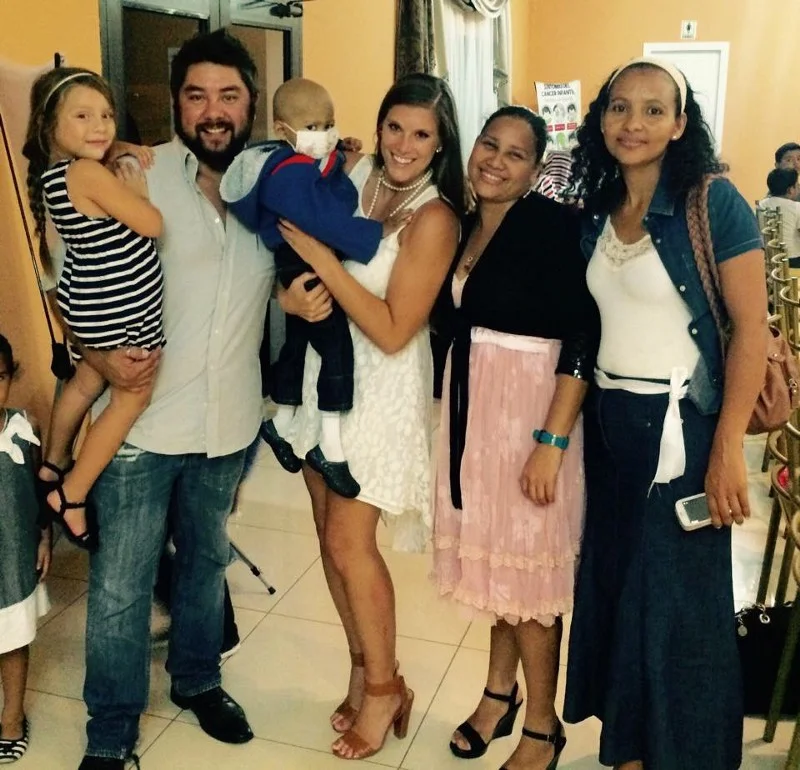 Javier, Danielle & Saige Mendoza with David (mask) and his mother Sandra and their friend.