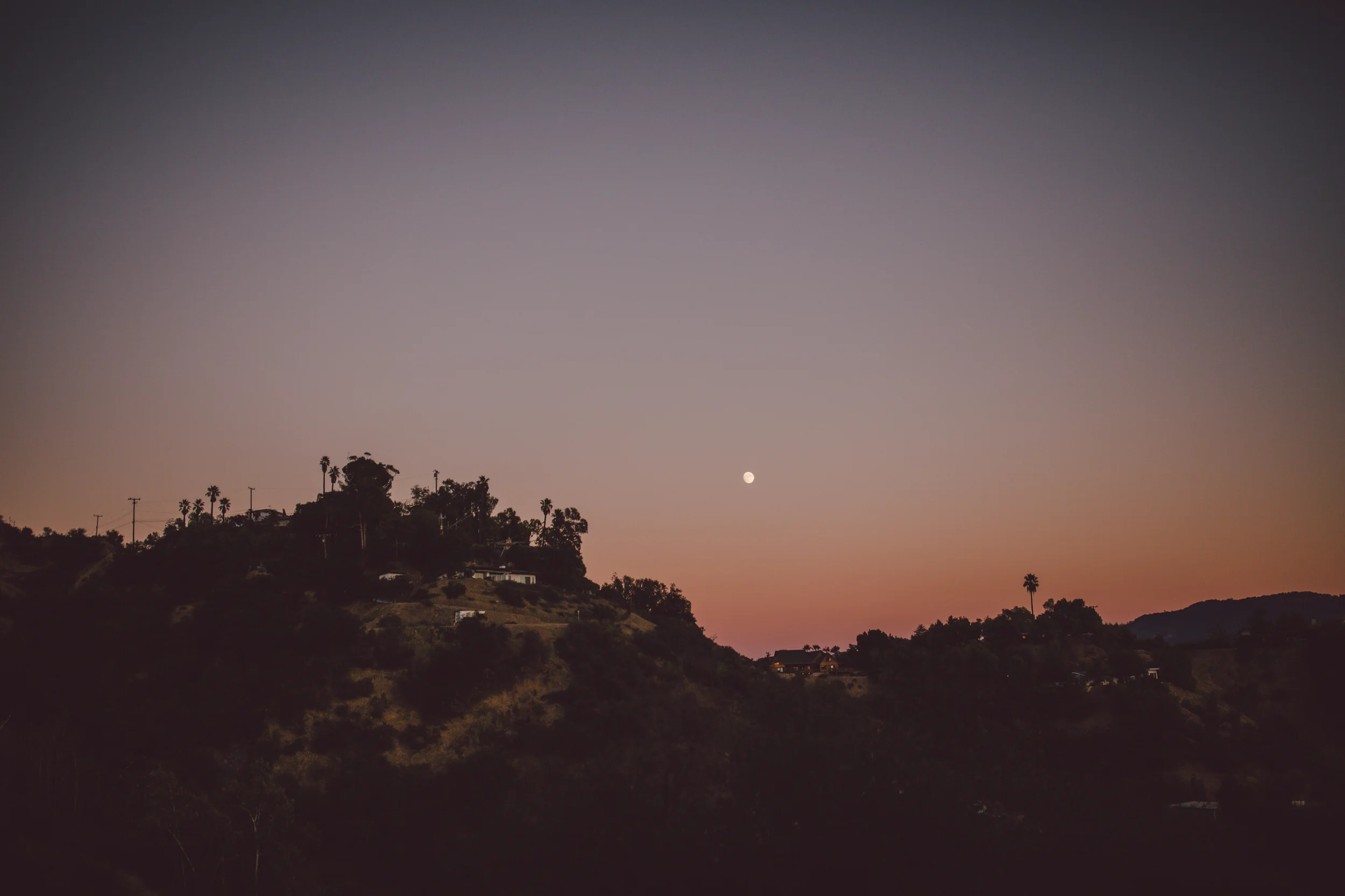 ojai pink mountain sunset full moon wedding