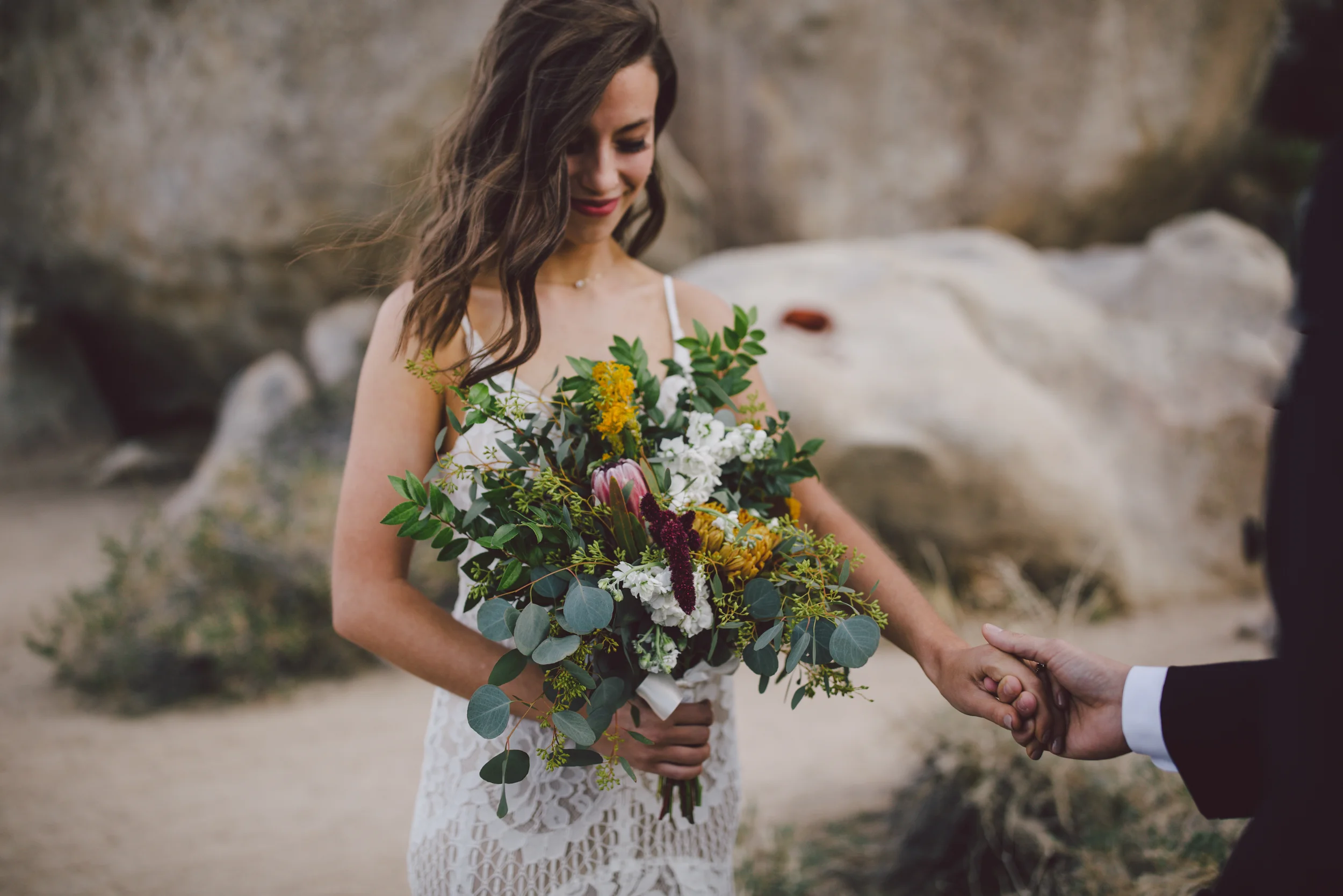 boho bride wild elopement intimate wedding joshua tree