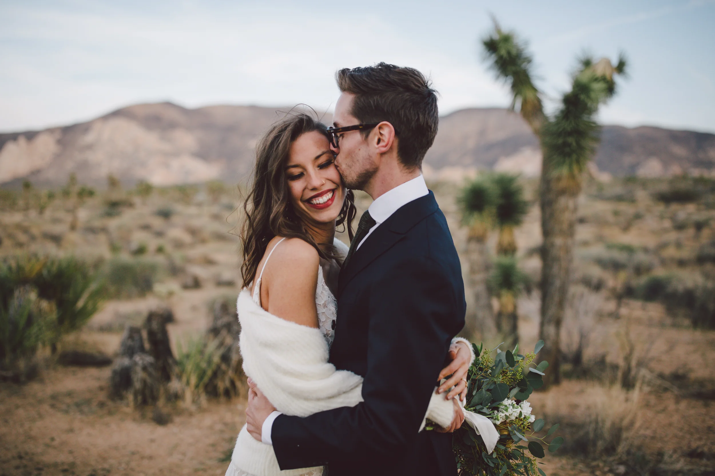 cap rock joshua tree elopement portraits hipster