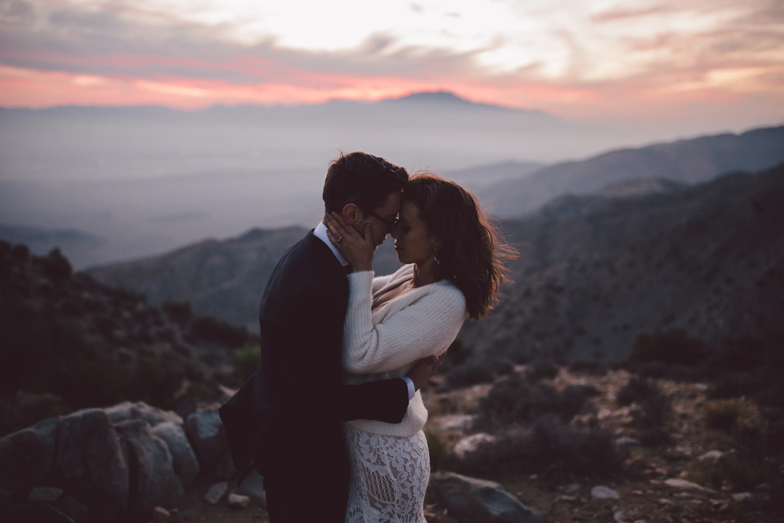 joshua tree fall elopement desert sunset intimate
