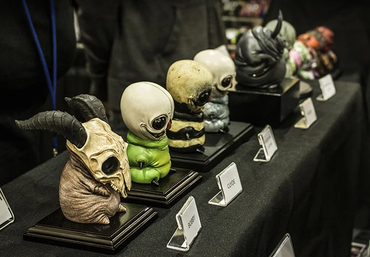 Dominic Qwek displays his adorable yet grotesque lineup from his Creepy Hill line. Designs by Catherine Peng.