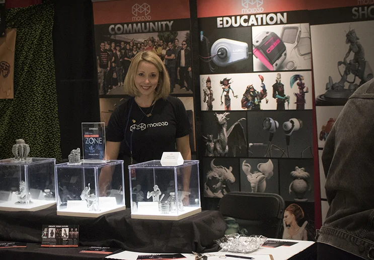 Mold3D Academy producer Megan Ring holding the fort at the Mold3D booth.