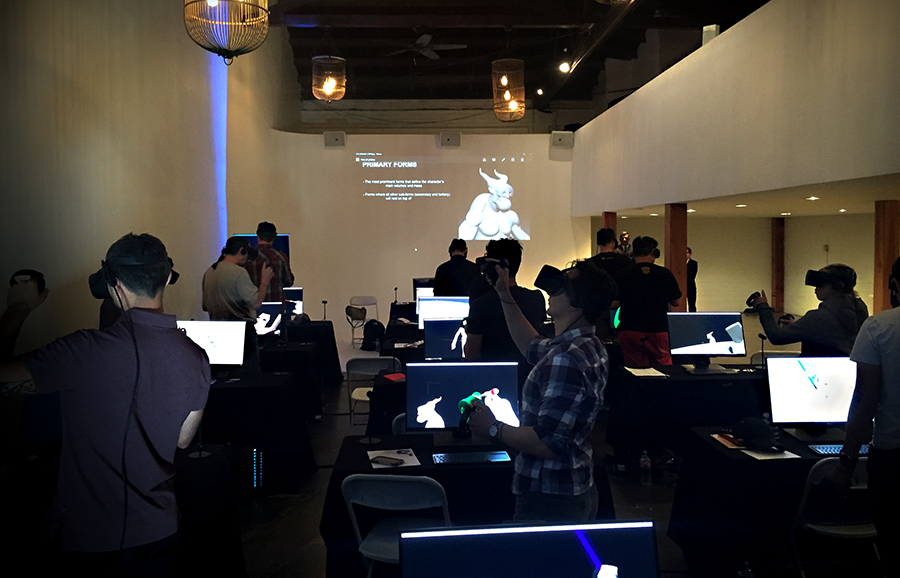 Students learning in VR at the Mold3D VR Workshop.