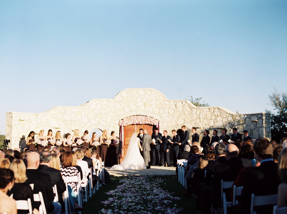 Sun facing bride and groom