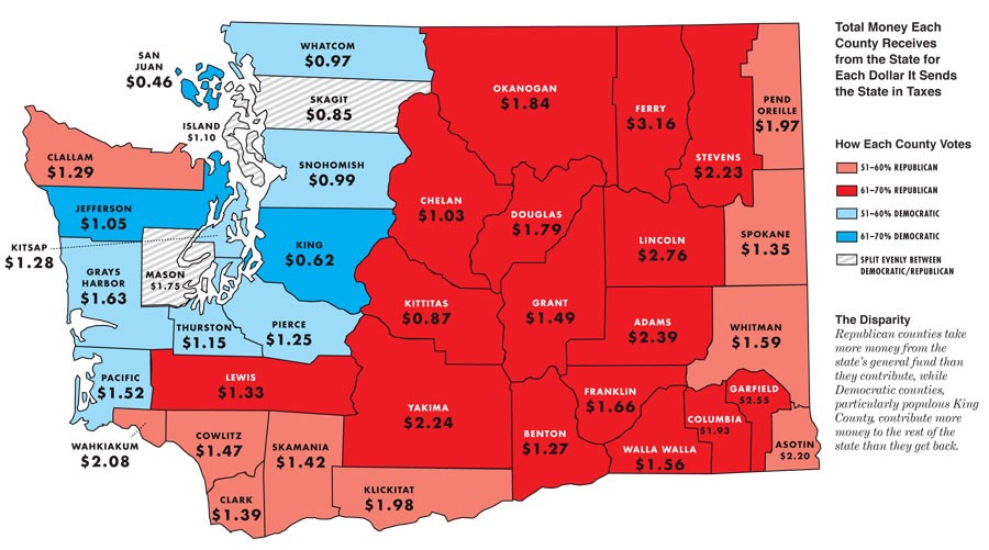 I stole this from the Stranger. It's also an old map, but frighteningly accurate today as it was 7 years ago.