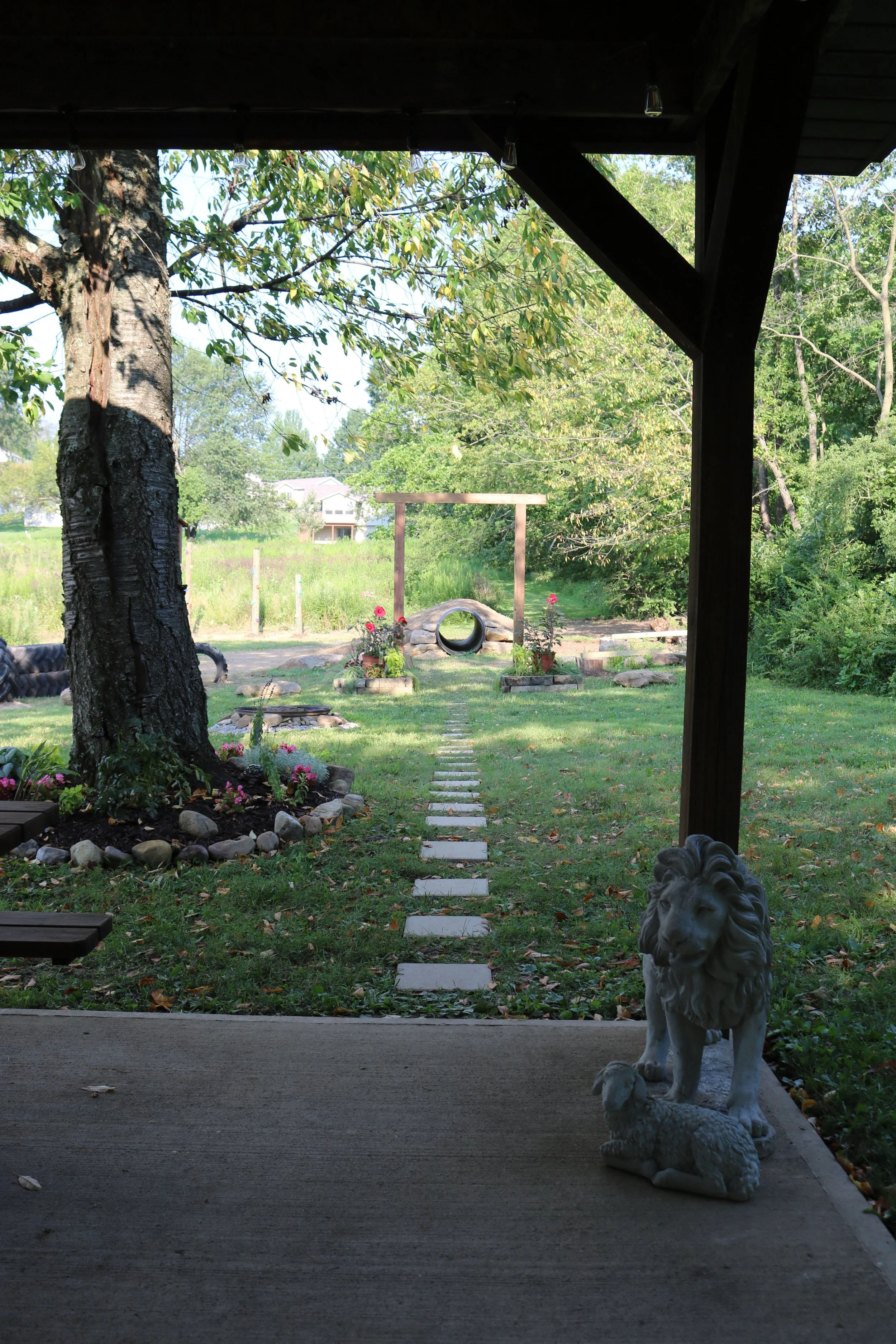 Entryway and the Lion and Lamb sculptures
