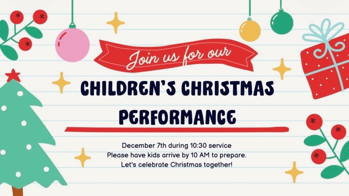 Sacrament Kids will be performing a special song for us this Sunday! Service starts at 10:30am.