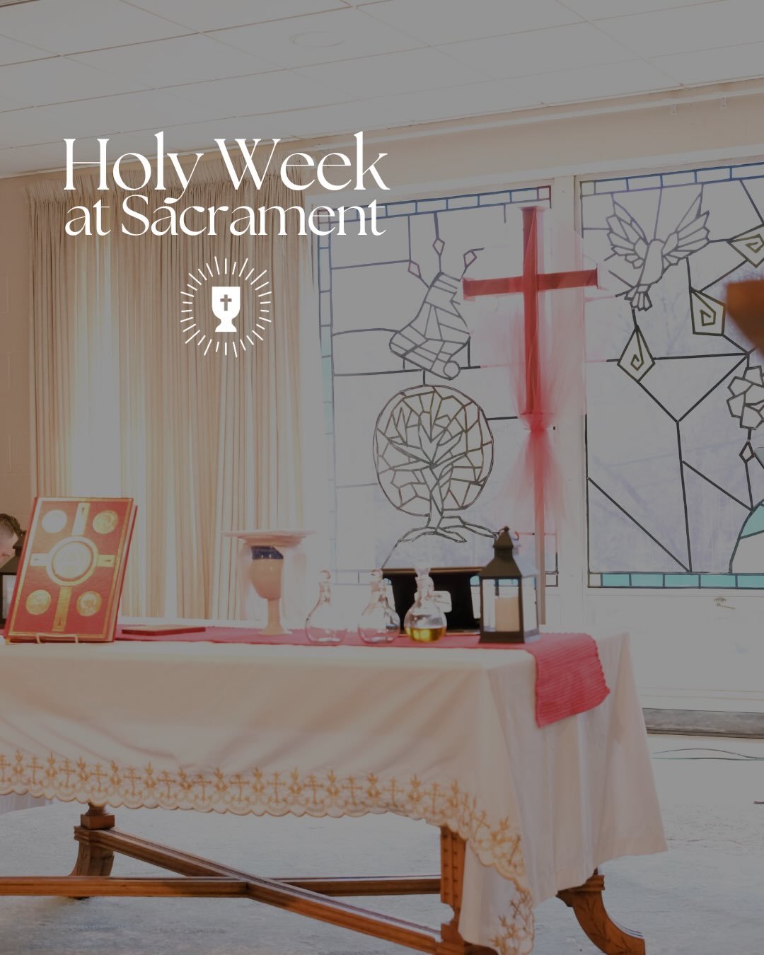 Holy Week begins next Sunday. We&rsquo;d love for you to join us for any or all of these events.

Palm Sunday (March 29th)- 10:30am, Gather Outside

Maundy Thursday (April 2nd)- 7pm

Good Friday (April 3rd)- 7pm

Holy Saturday (April 4th)- Breakfast 