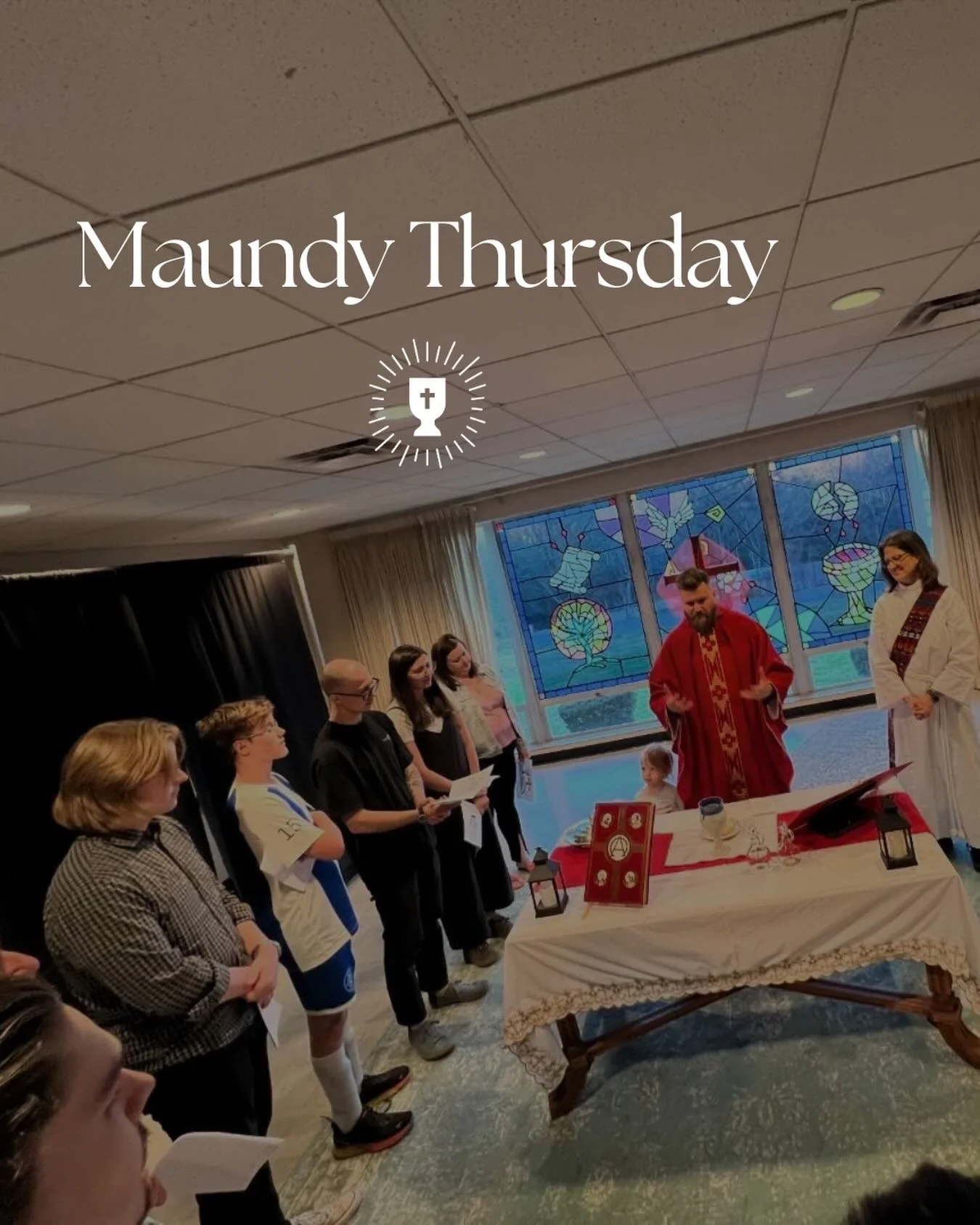 We&rsquo;d love to see you tomorrow night at 7pm. We will receive communion together and hear Christ&rsquo;s command to love one another as he loves us.