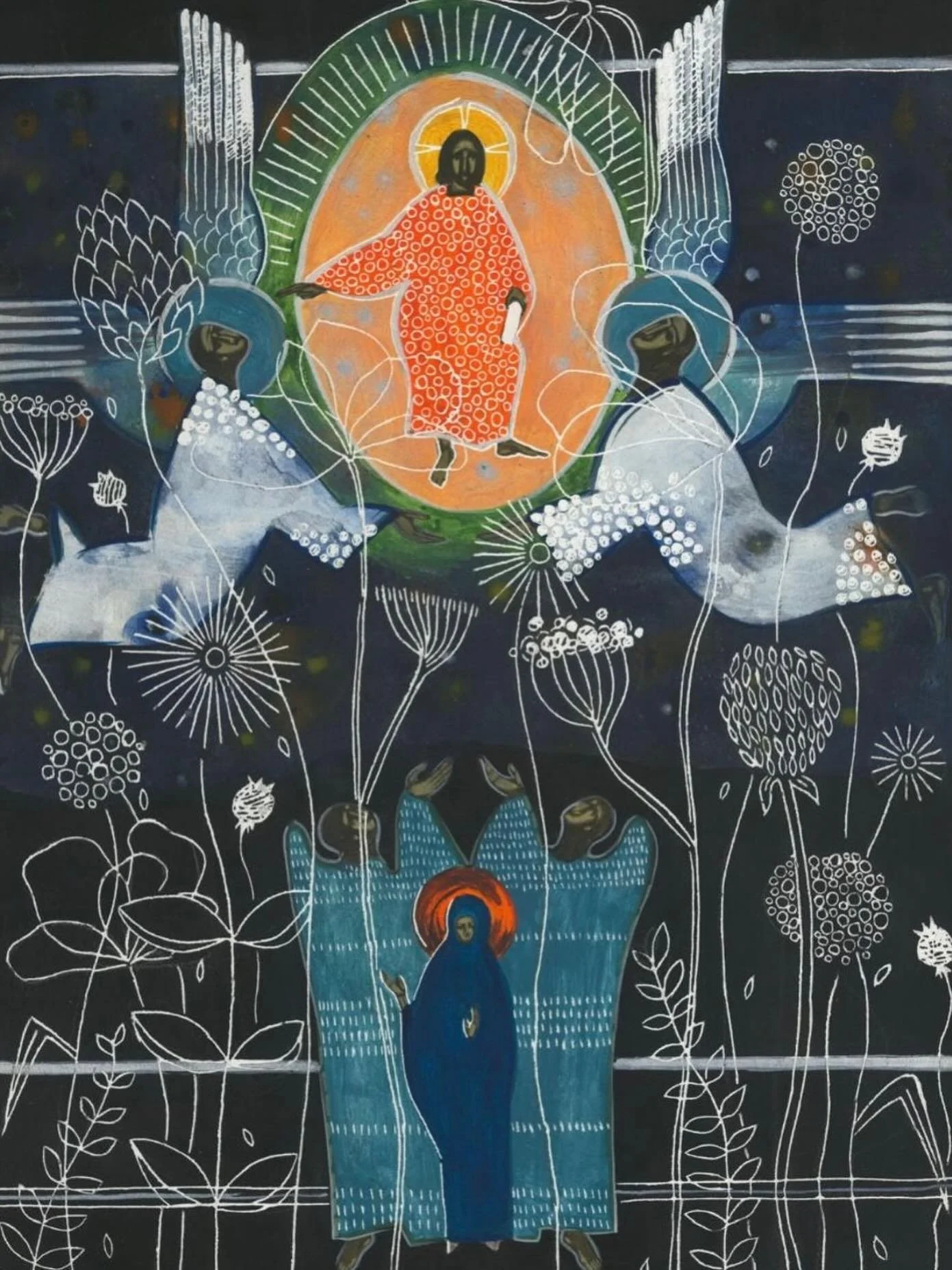 Icon: &ldquo;Ascension of Christ&rdquo; by Iryna Solonyka

This Sunday we celebrate the Ascension, Christ&rsquo;s authority over all things and his presence in all places. We remember that Christ is fully human and takes his humanity (and ours) with 