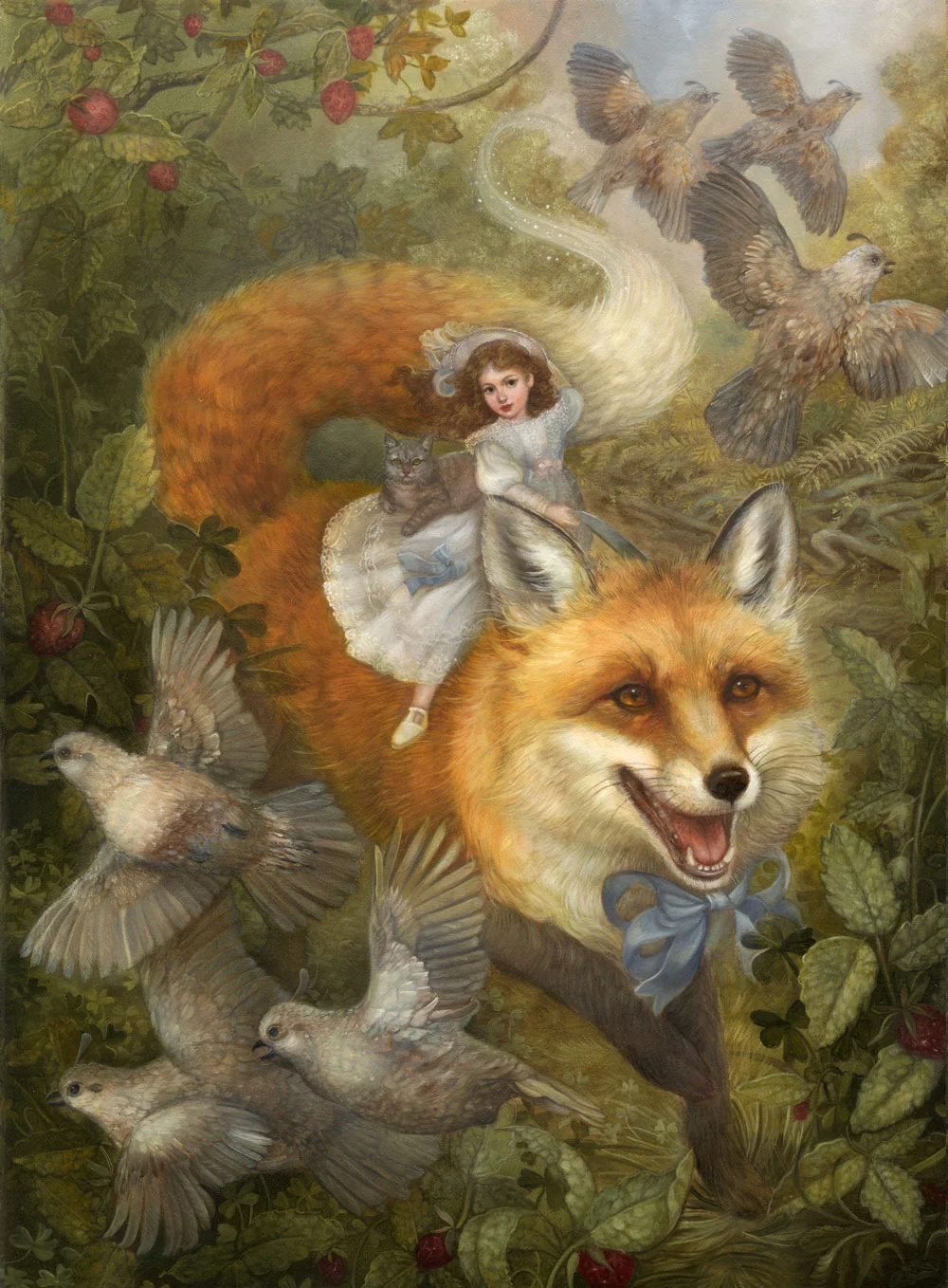 "Renard and the Strawberries", 12x16, oil on board