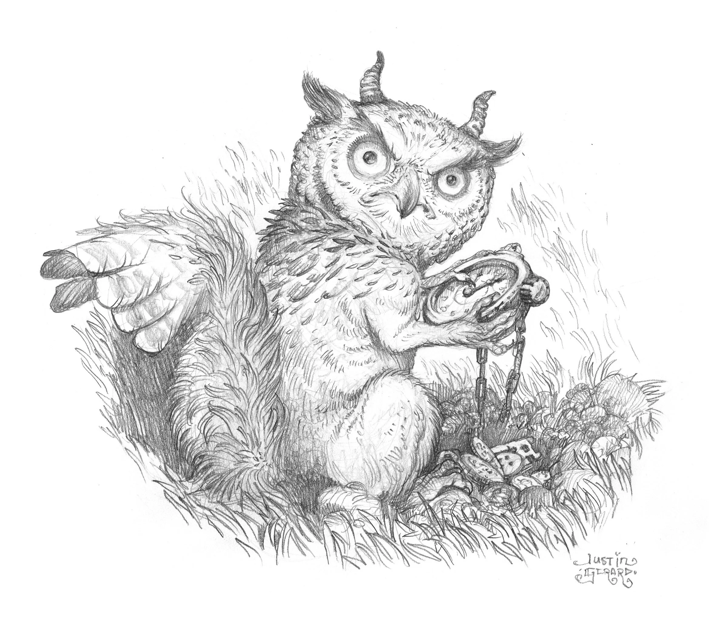 Original Drawing of "The Great Horned Scowl" by Justin Gerard — Gallery