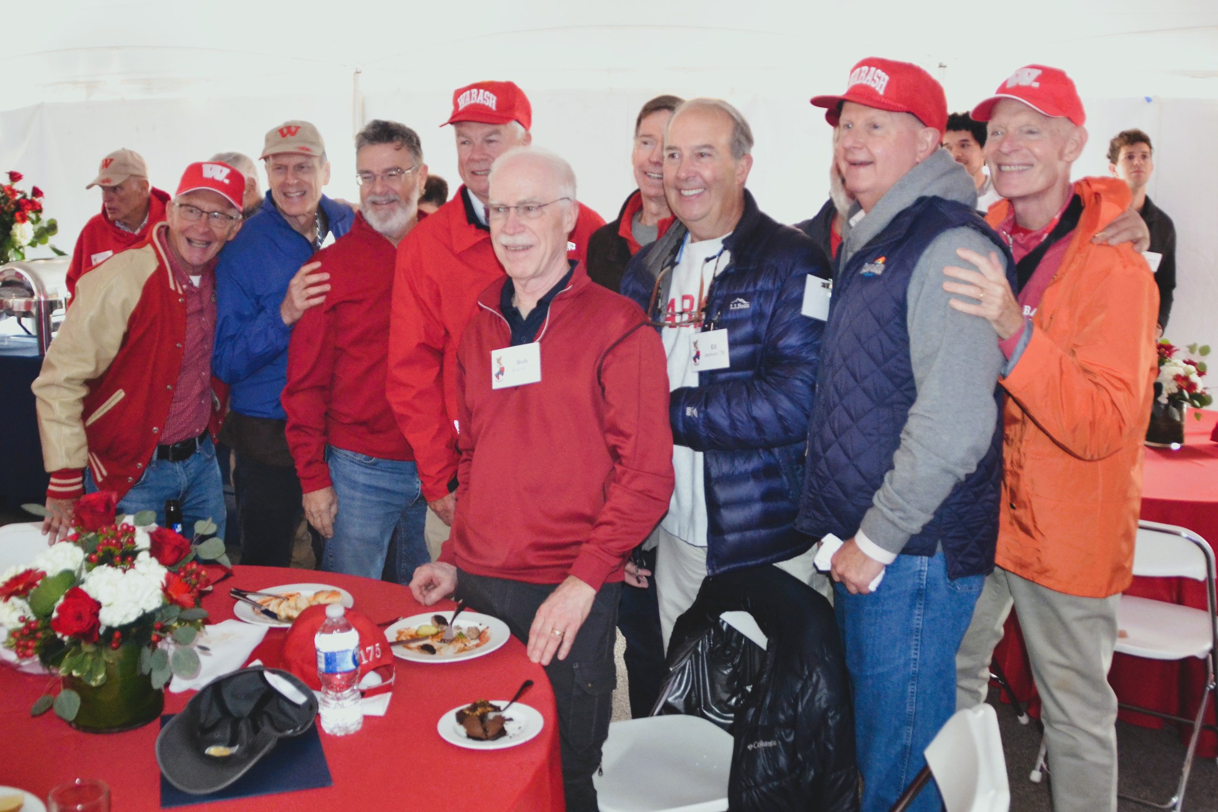  Greg Birk '77, David Smith '77, Tom Babel '77, Mike Brown '76, Robert Brandt '77, Mike Keele '78, Eli Jackson '78,  John Collins '76 (hidden), Bruce Williams '76,  and Jim Gould '73. 