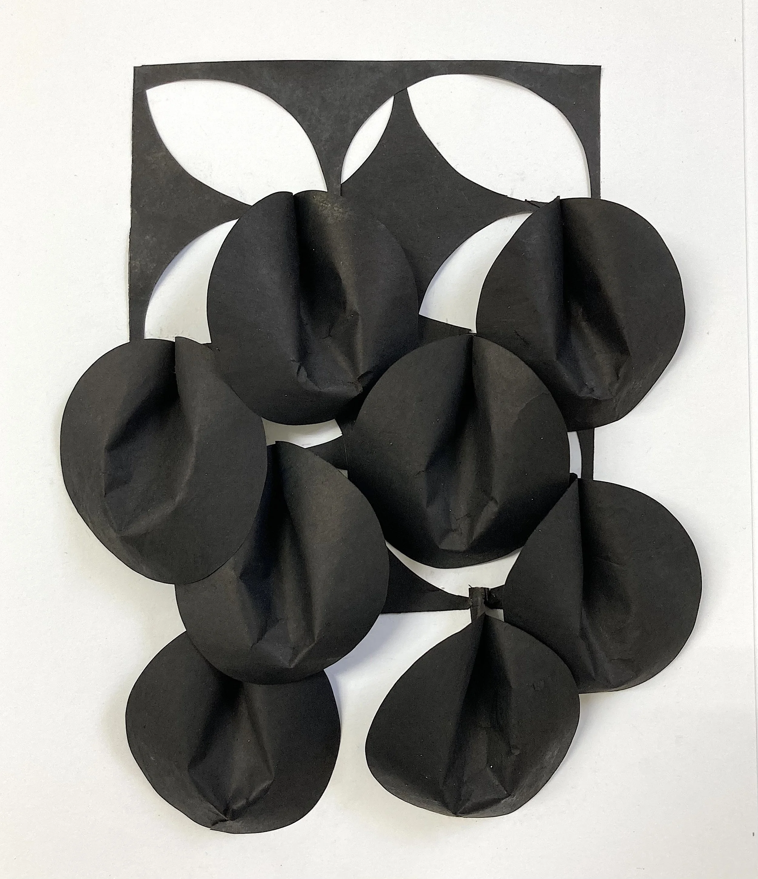  Study: Black Venus ink on hand cut paper on board 11 1/8”x 9 1/8” x 1 3/4” 