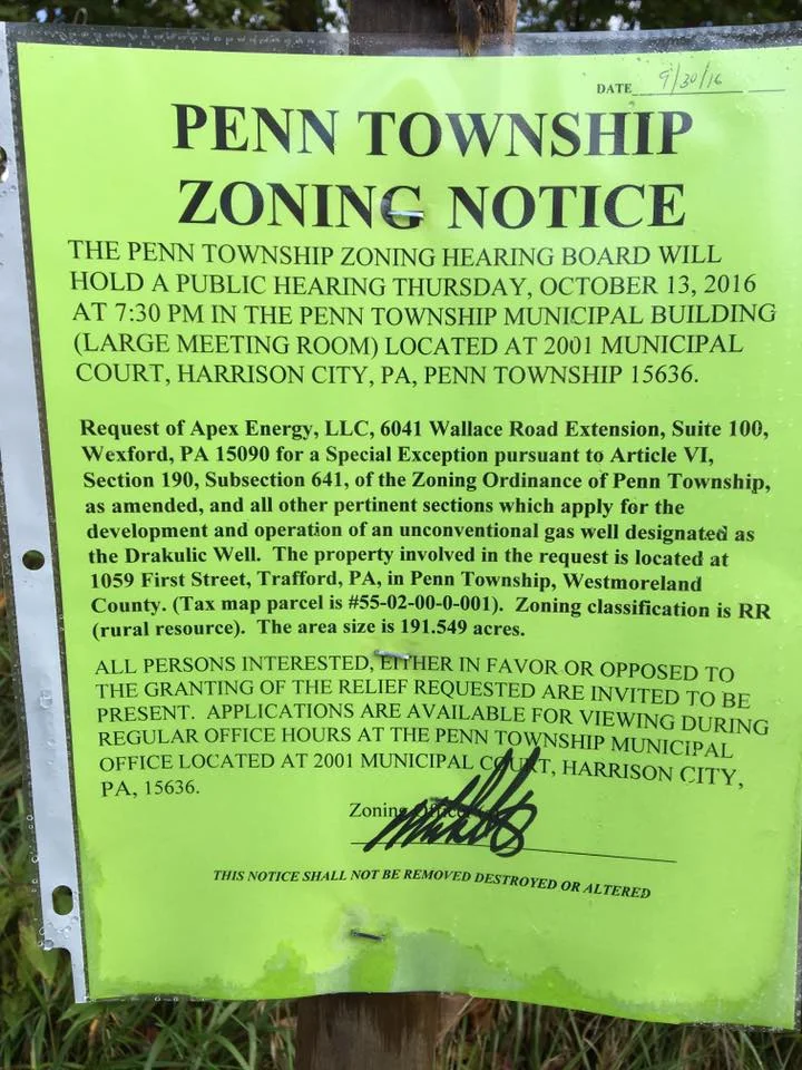 Public notice of the hearings on special exception applications in Penn Township.