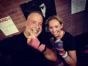 Jeanne Boone and Chris Abraham at 9Round Penrose Square Arlington Virginia off Columbia Pike