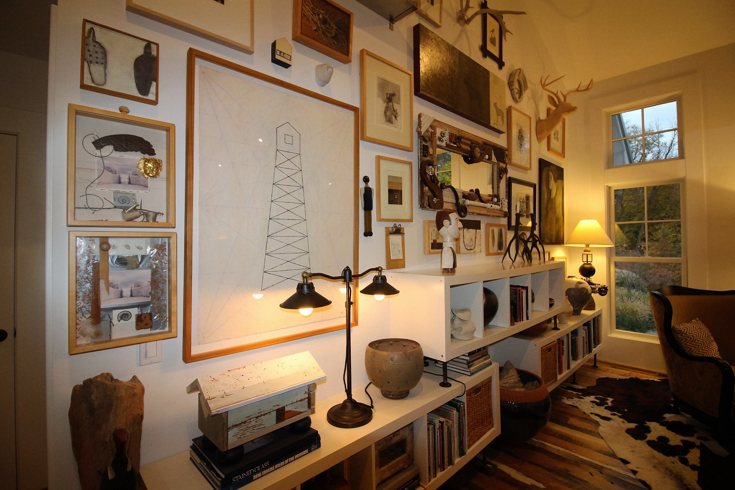 An amalgam of both Shirley's art and that of other artists that the couple has collected throughout the years...