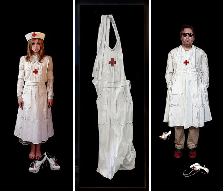 The Nurse, 2013, Mixed Media on 3 panels, 57.5" X 63.5" from "EVIDENCE"