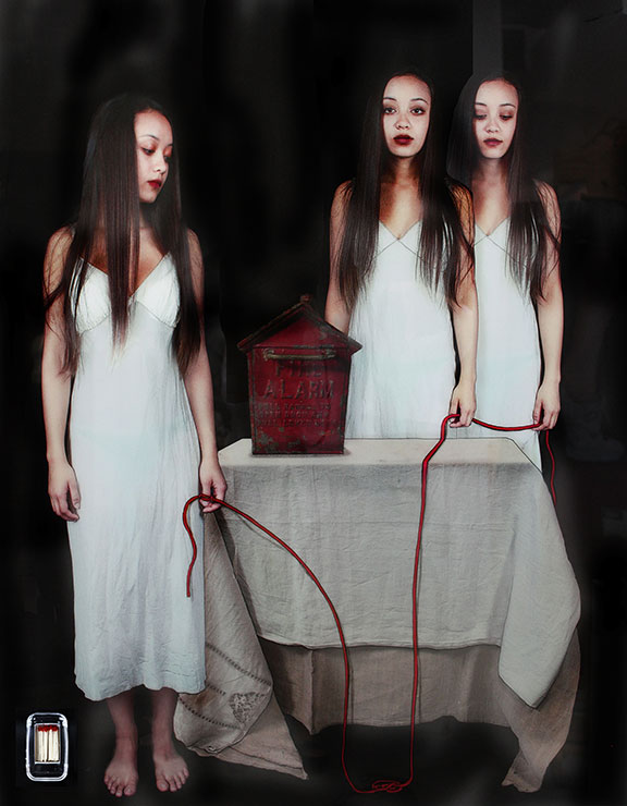 Don't Play with Fire, 2013, 52"x42", Mixed Media/Resin (Sarah)