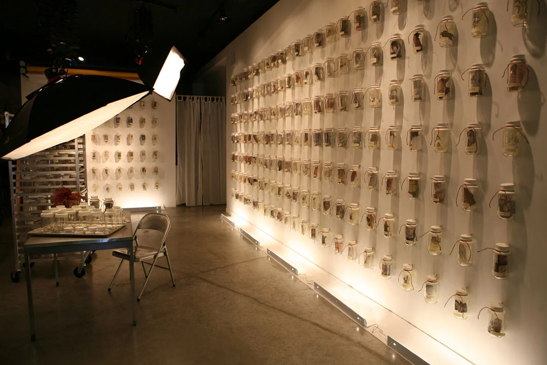 Photography studio (with "What's on Your Mind" Installation hanging in it)