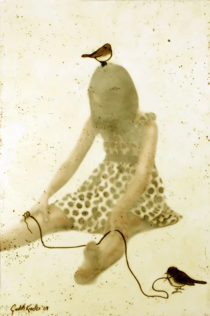 My Little Bird, 2008, 36" x 24", Mixed Media/Encaustic (Sarah) (sold)