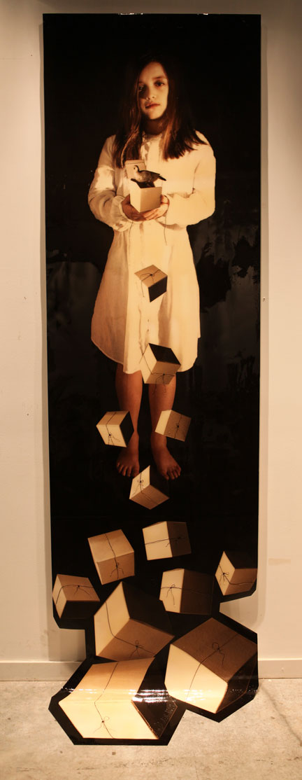 The Gift, 2011, Mixed Media on Canvas, 130" X 35