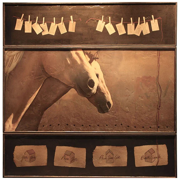Letting Go, 2012, Mixed Media on 3 panels, 77" X 75