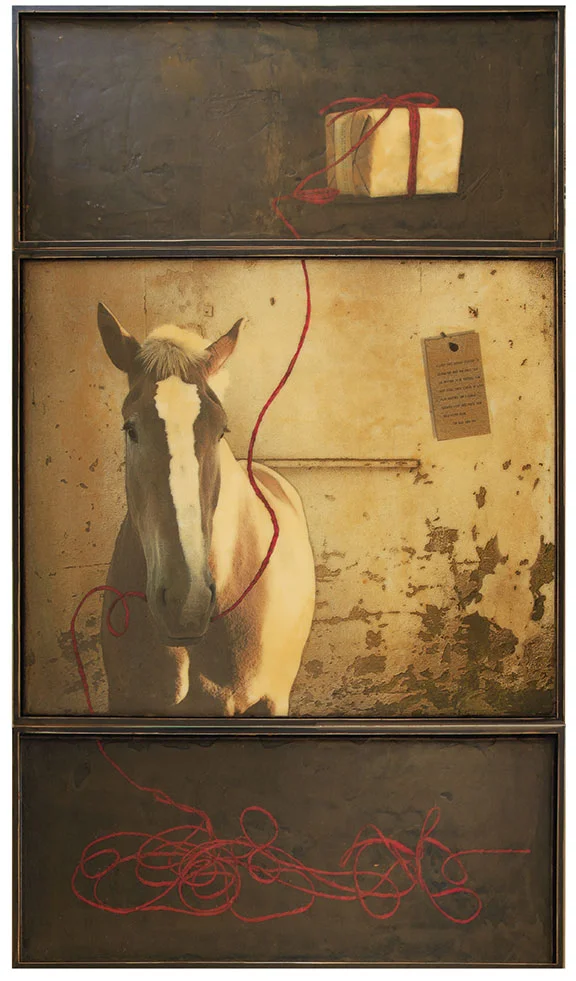 The Package, 2012, Mixed Media on 3 panels, 78.5" X 49.25"